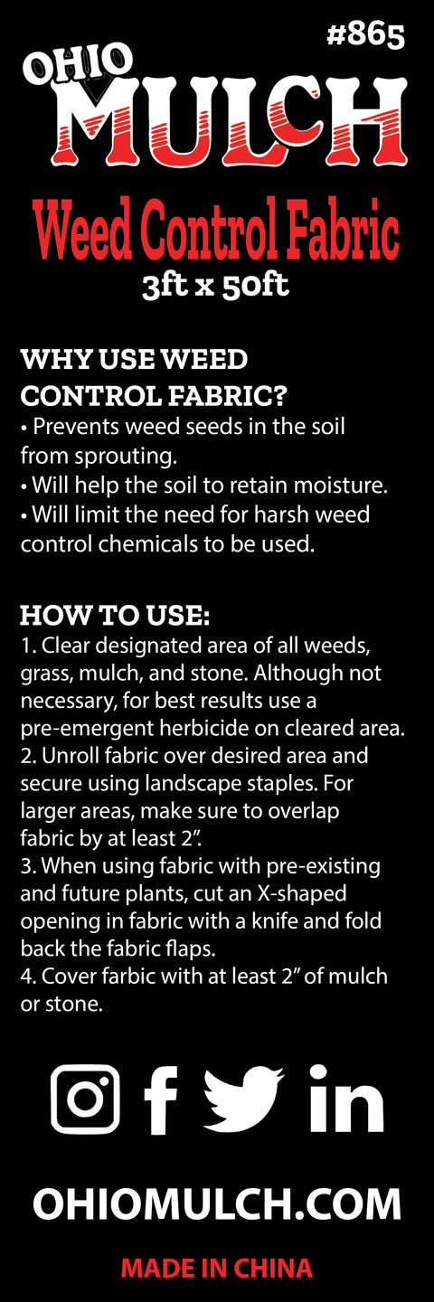 #865 - Ohio Mulch Weed Fabric Roll (3'x50')